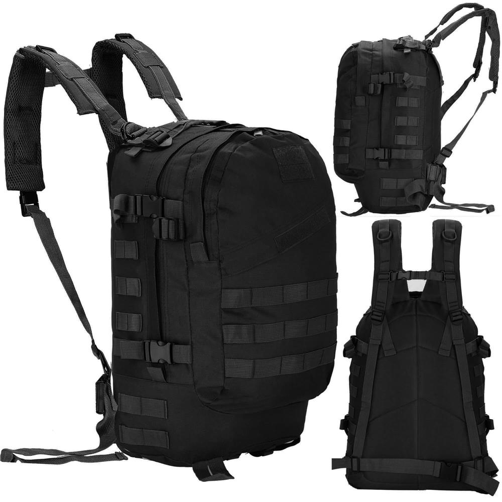 Rucsac militar pentru drumetie, impermeabil, compartimentat, 35L, negru