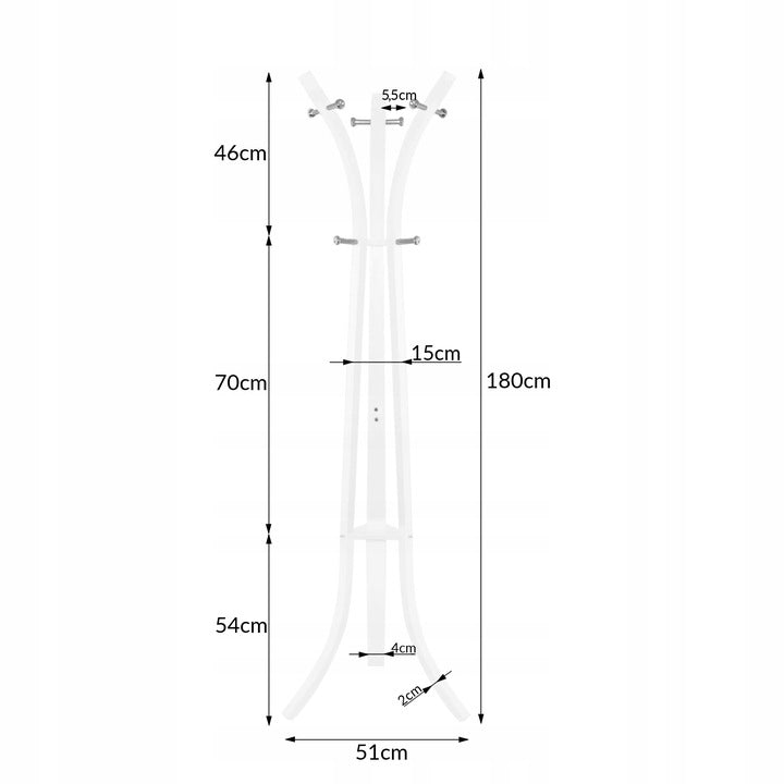 Cuier din metal Sersimo, 9 agatatoare, 180cm, alb