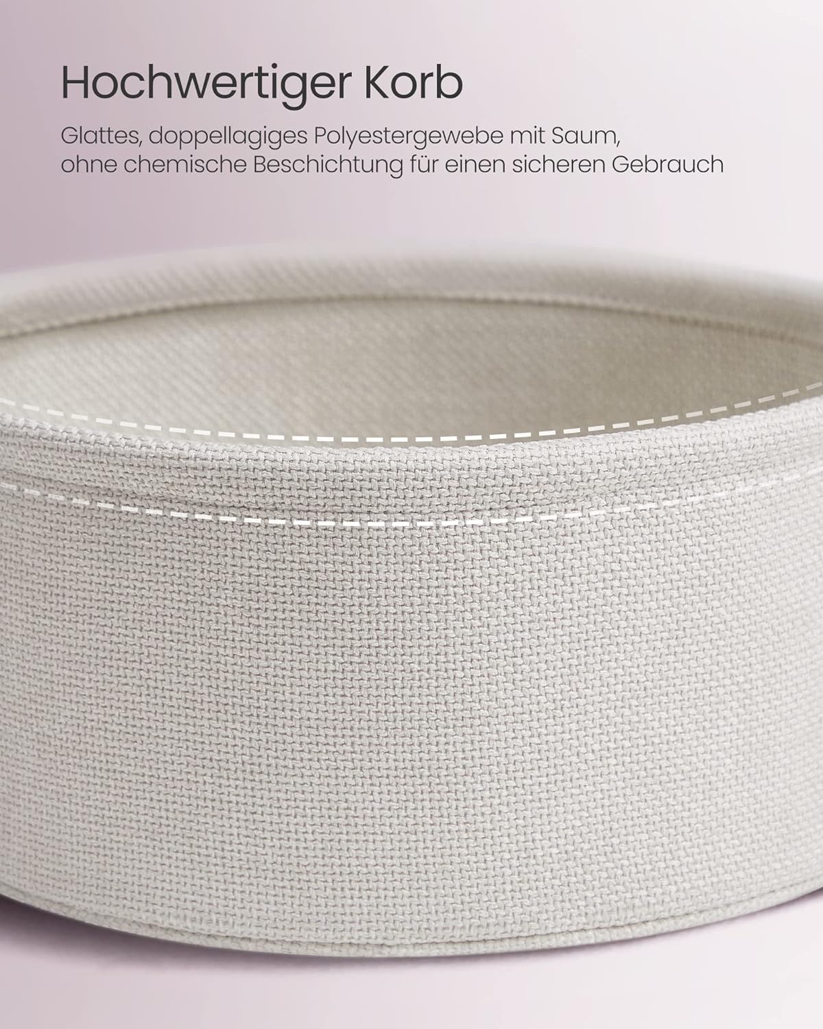 VASAGLE Masuta de cafea rotunda cu cos de stofa, stil modern, 45x50cm, roz cu bej