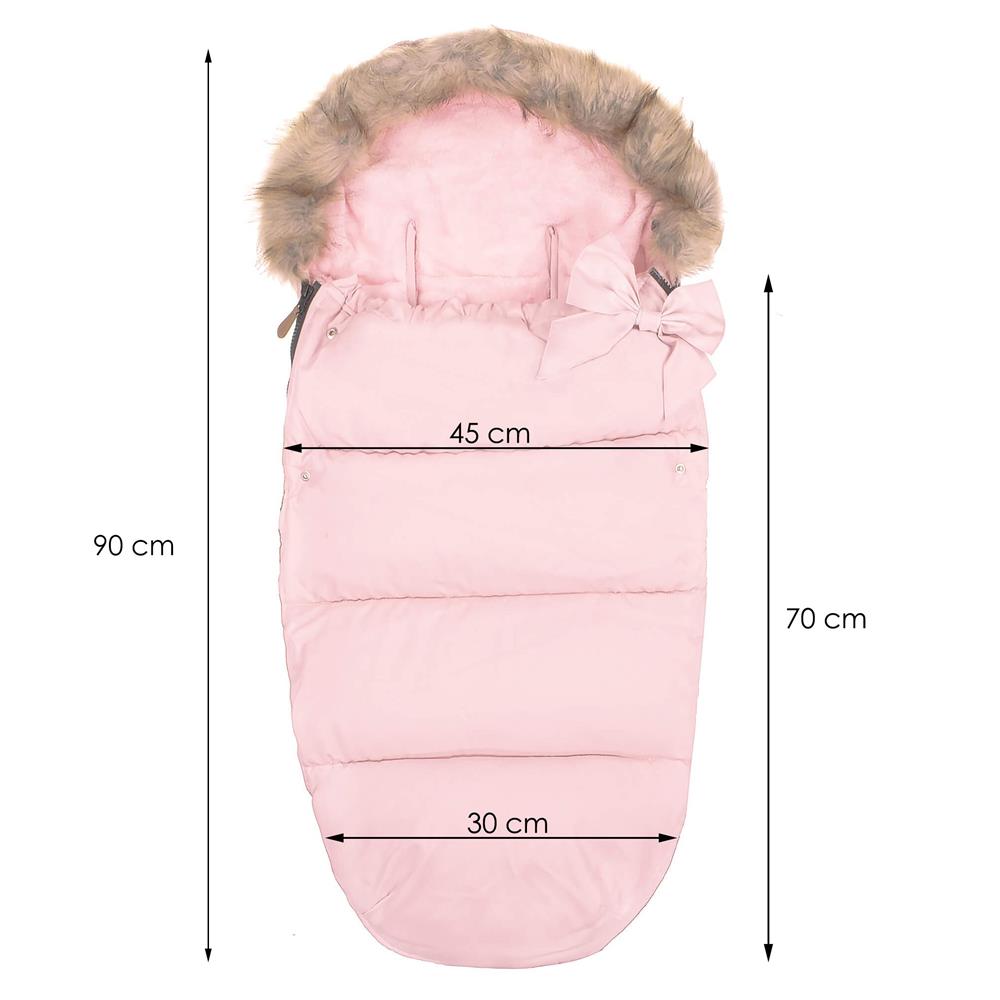Sac iarna de bebelusi pentru carucior, marime universala, cu gluga, 90x45cm, roz