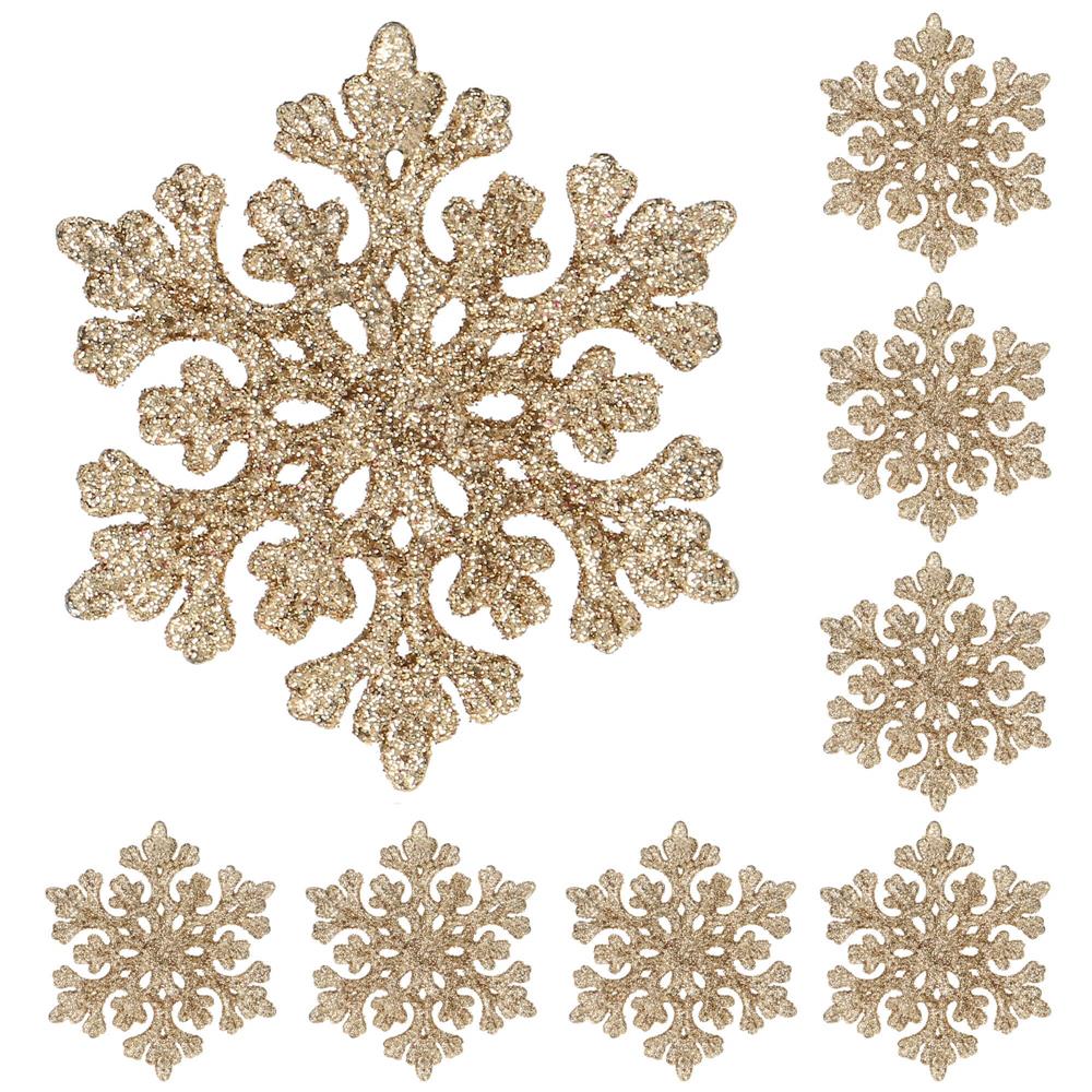Decoratiune brad fulg de zapada, set 8 bucati, 8cm, auriu