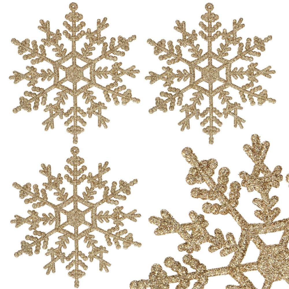Decoratiune brad fulg de zapada, set 3 bucati, 12cm, auriu