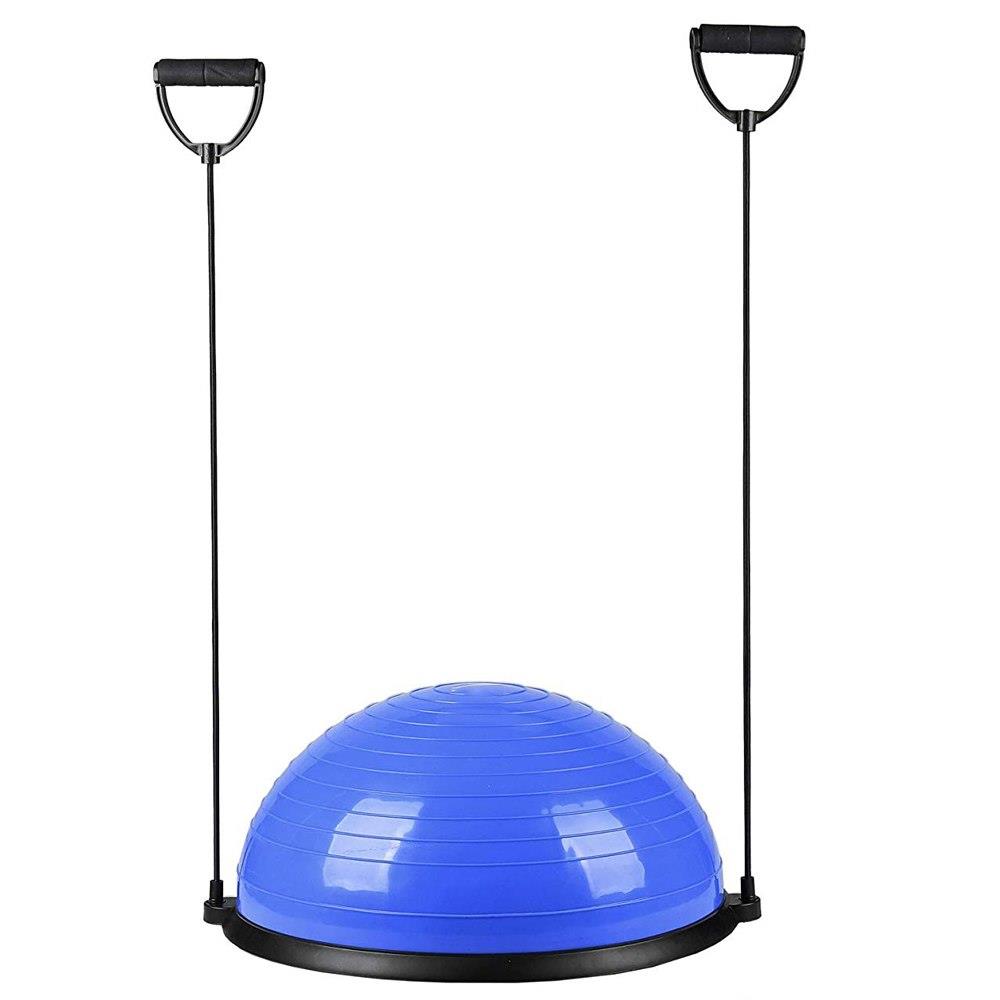 Minge fitness pentru echilibru, cu extensoare si pompa inclusa, 200kg, 57x25cm, albastru