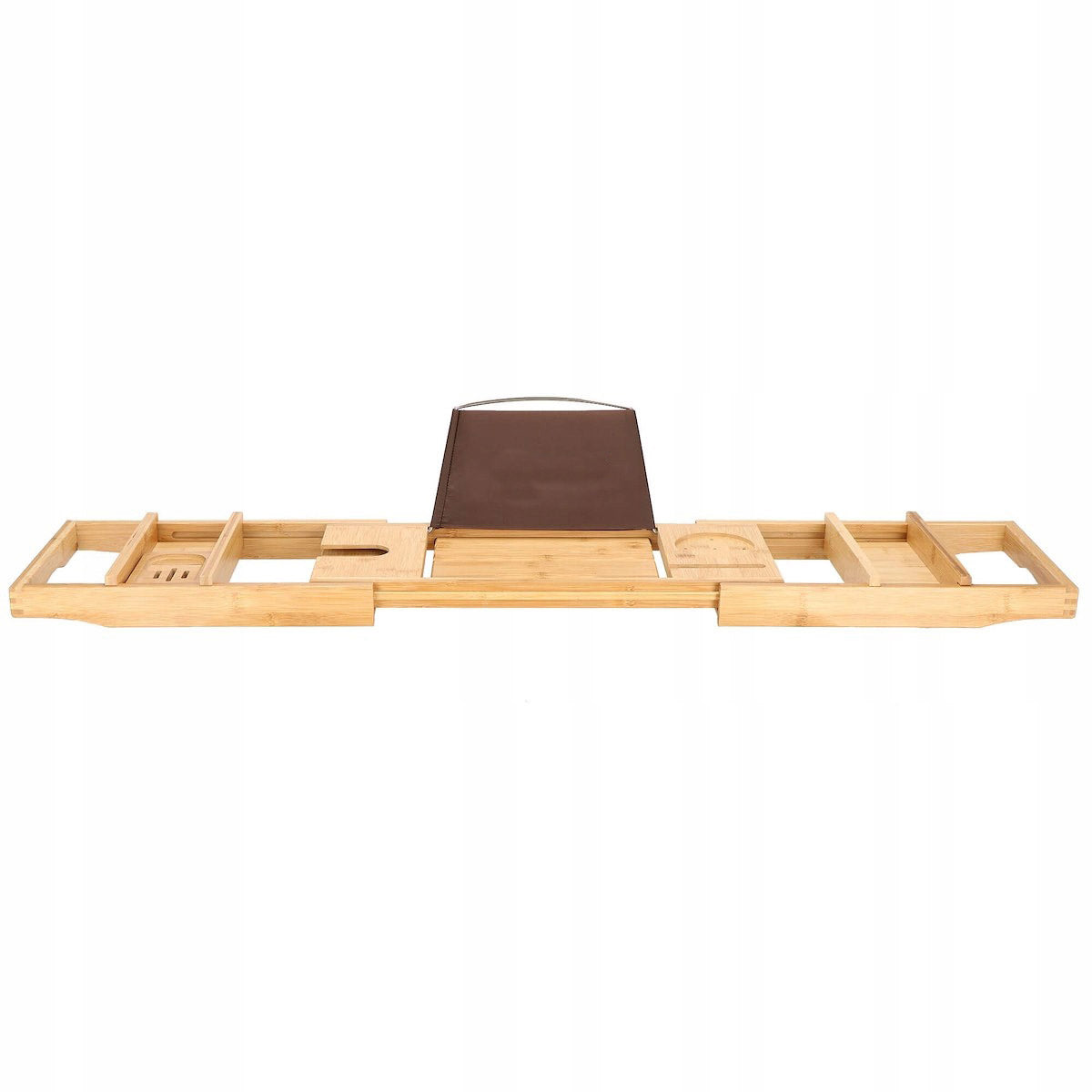 Raft cu tava pentru cada din bambus natural Sersimo 1024, extensibila, 75-110x23cm