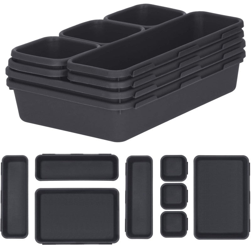 Organizator sertar bucatarie, 8 piese, negru