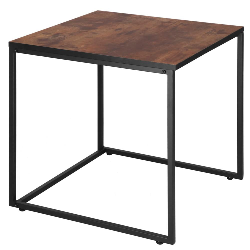 Set 2 mese pentru cafea, cadru otel, stil industrial, 50x50x52 cm si 45x45x47 cm, maro