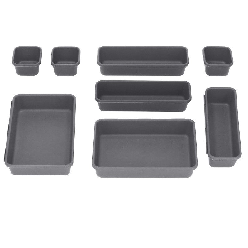 Organizator sertar bucatarie, 8 piese, gri
