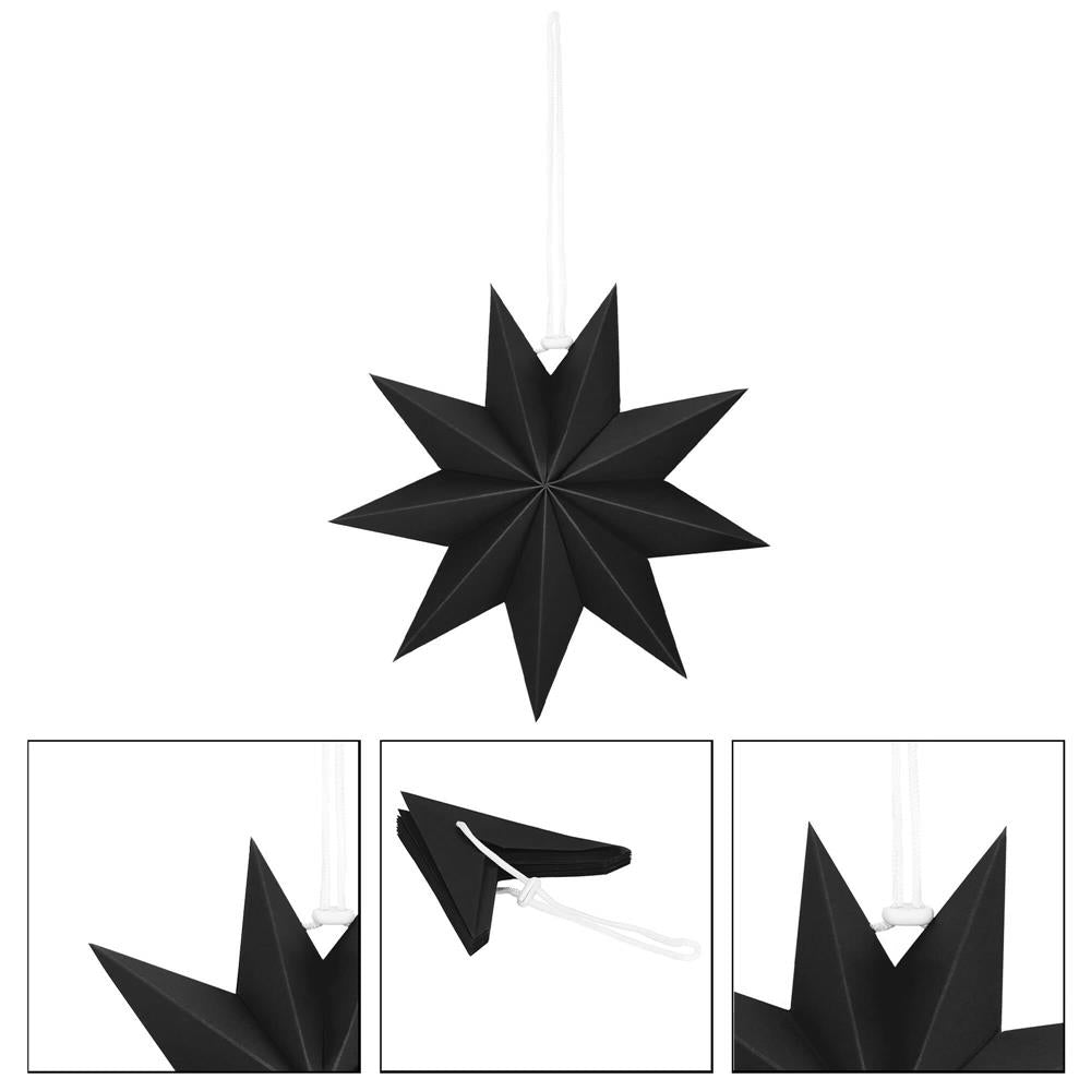Stea decorativa 3D din hartie, cu 9 colturi, 30cm, neagra