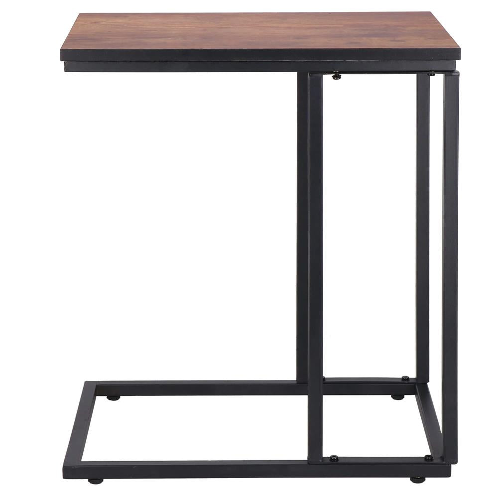 Masuta de cafea, cu cadru de otel si roti, industrial, 35x50x66 cm, maro wenge