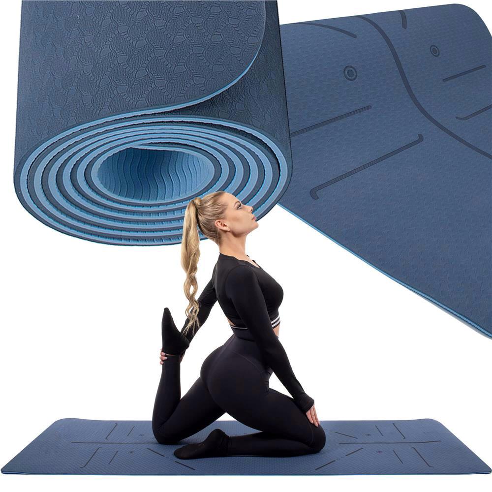 Saltea pentru antrenament, yoga, fitness, aerobic, pilates, exercitii la sol, 183x61cm, albastru