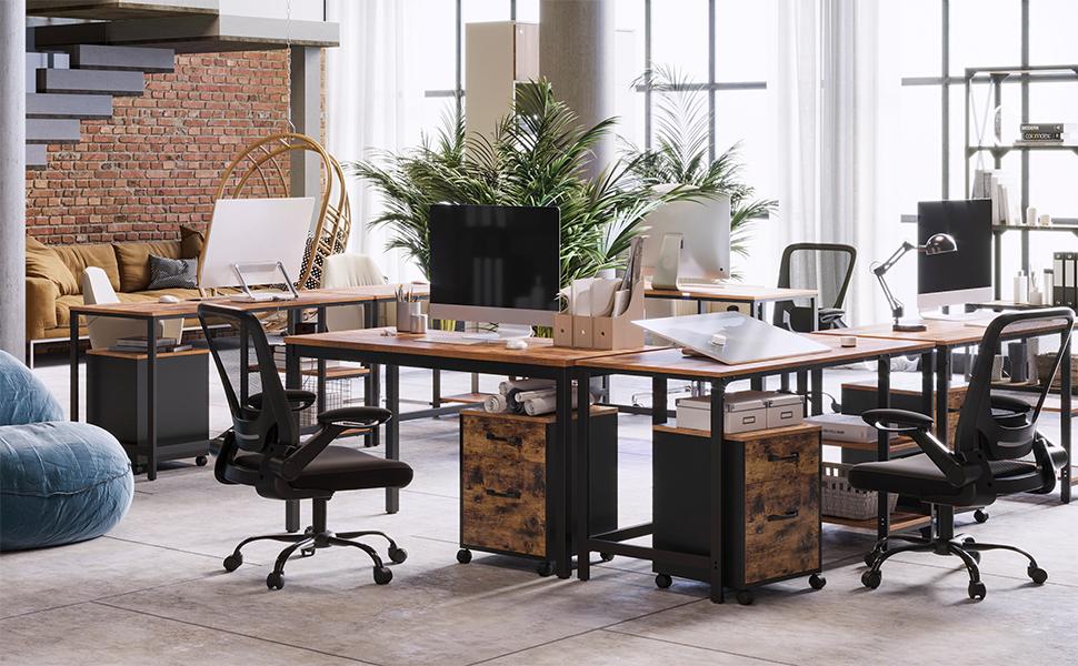 VASAGLE Dulap mobil tip rollbox pentru birouri, cu 2 sertare, stil industrial, 41x40x55cm, maro rustic