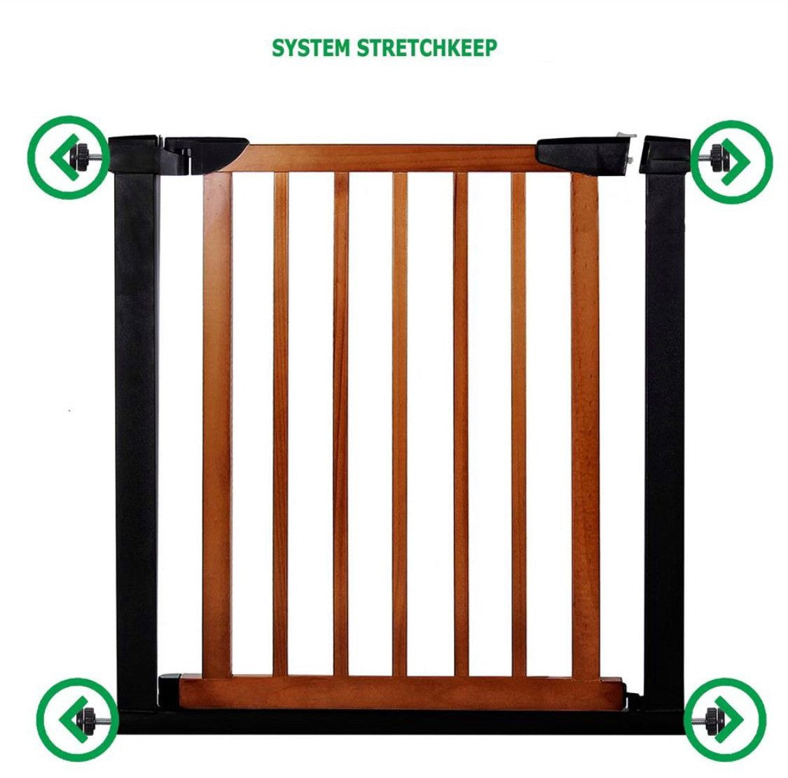 Poarta de siguranta Safety Gate pentru scari, ajustabila 117-124 cm, din otel si lemn, negru maro