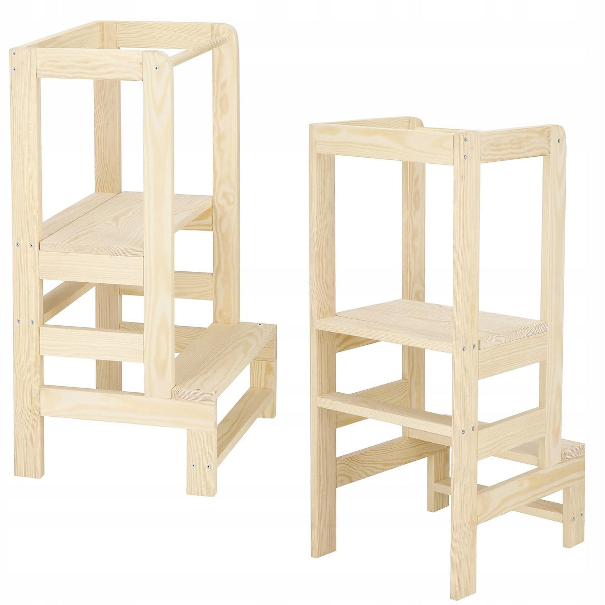 Turn de invatare inaltator multifunctional de bucatarie din lemn, ajustabil, autoasamblare, natur