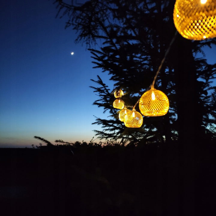 Ghirlanda luminoasa, LED, model Altros, 10 becuri, 380cm, incarcare solara, lumina alb cald