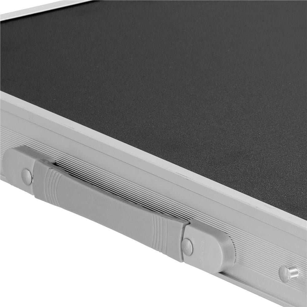 Masa camping pliabila cu spatiu depzoitare si cadru din aluminiu, blat MDF, 120x47x62/71cm, gri