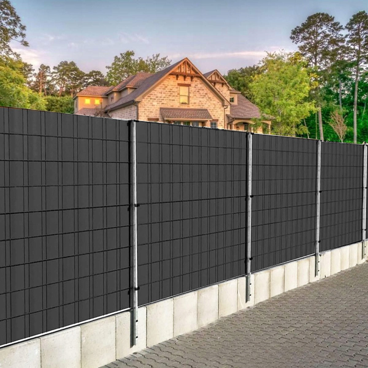 Panou de gard pentru intimitate in gradina, PVC, 35 x 0.05 m, gri antracit