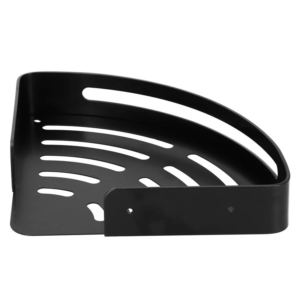 Raft de baie pentru colt cu 2 sisteme instalare pe perete, aluminiu, 30x22x4cm, negru