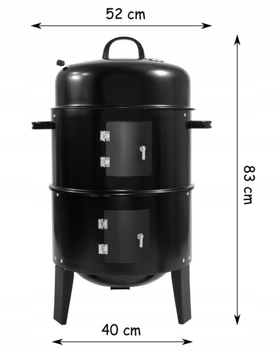 Gratar metalic pe carbuni, inchis pe 3 nivele, cu capac si termometru, 83x40x38cm