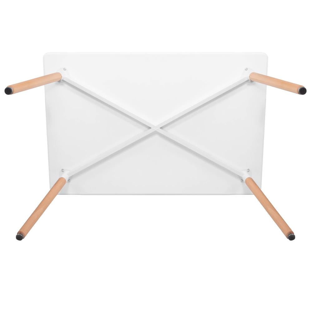 Masa dining bucatarie, dreptunghiulara, 120x80x74 cm, Blat MDF, Picioare lemn, Alb - 10