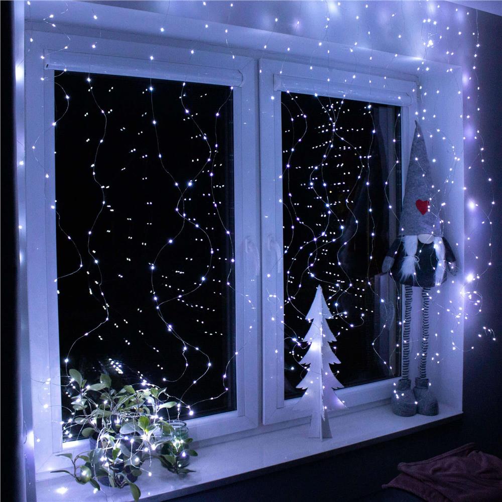 Ghirlanda luminoasa tip perdea 300 LED-uri, 3x3m, pentru interior, alimentare USB, alb rece