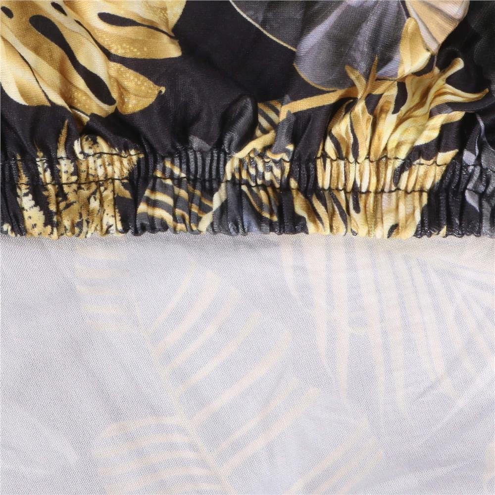 Set 4 huse pentru scaun, marime universala, poliester si spandex, 38x70cm, gri si galben