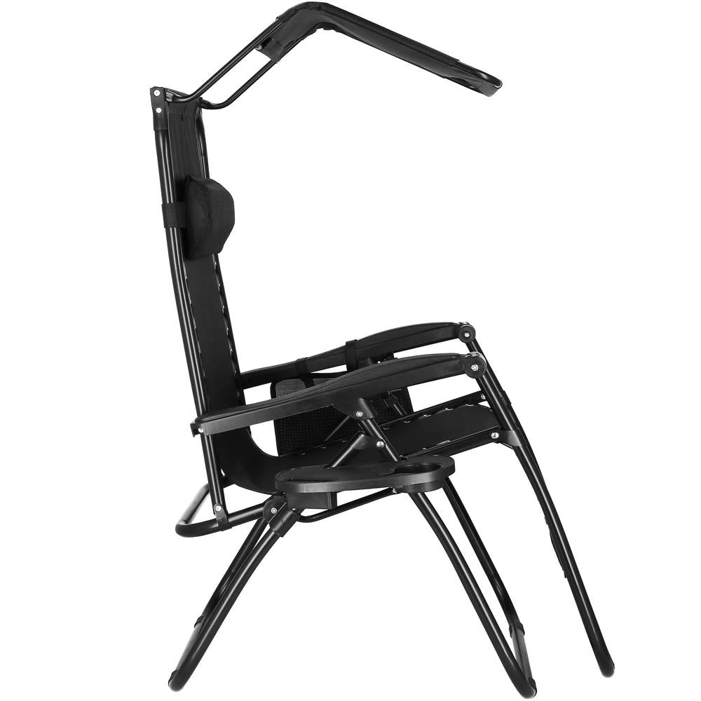 Sezlong pliabil SERSIMO GC3, Relax Zero Gravity cu parasolar, 175cm, negru