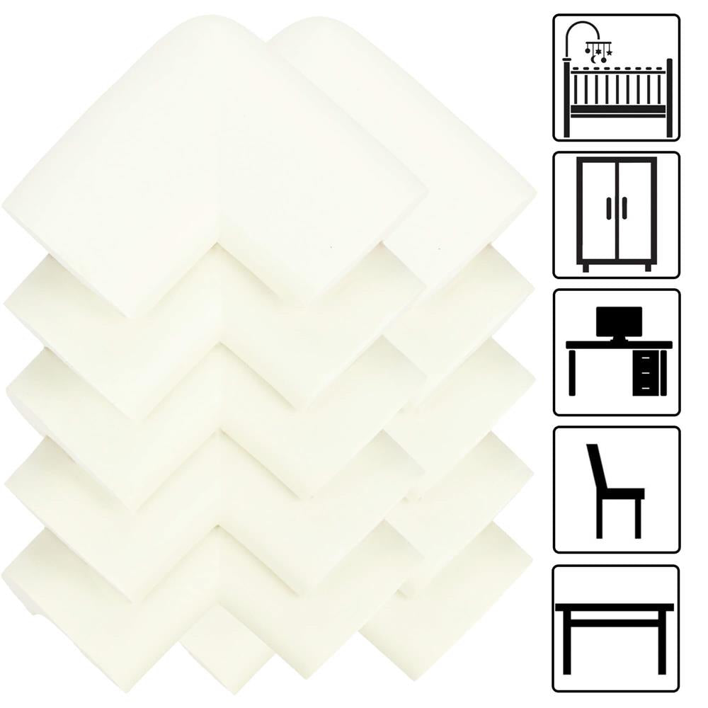 Set 10 protectii colturi pentru siguranta copii, 60x35mm, spuma EPE, crem