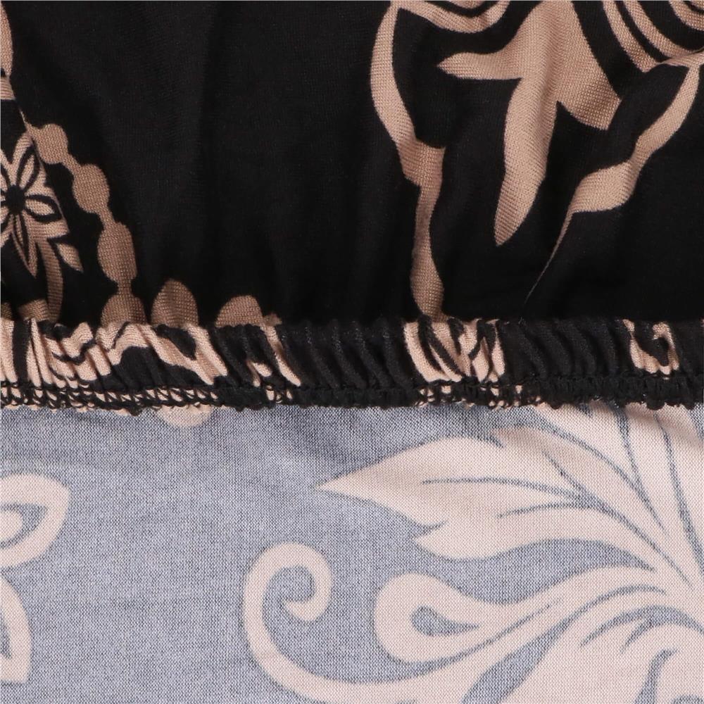 Husa pentru scaun, marime universala, poliester si spandex, 38x70cm, negru, bej