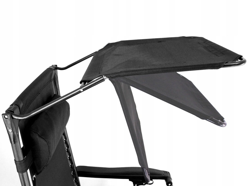 Sezlong pliabil cu parasolar SERSIMO, 85x77x150cm, Negru