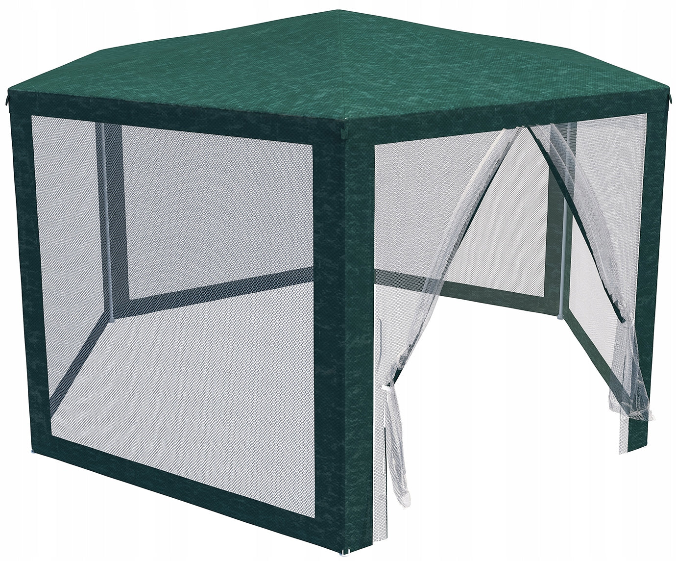 Pavilion cu plasa anti-insecte, fermoar, hexagonal, 200cm, Verde