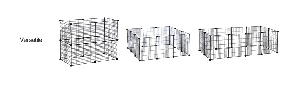 SONGMICS Tarc metalic pentru rozatoare sau alte animale mici, instalare modulara, 143x73x46cm, negru