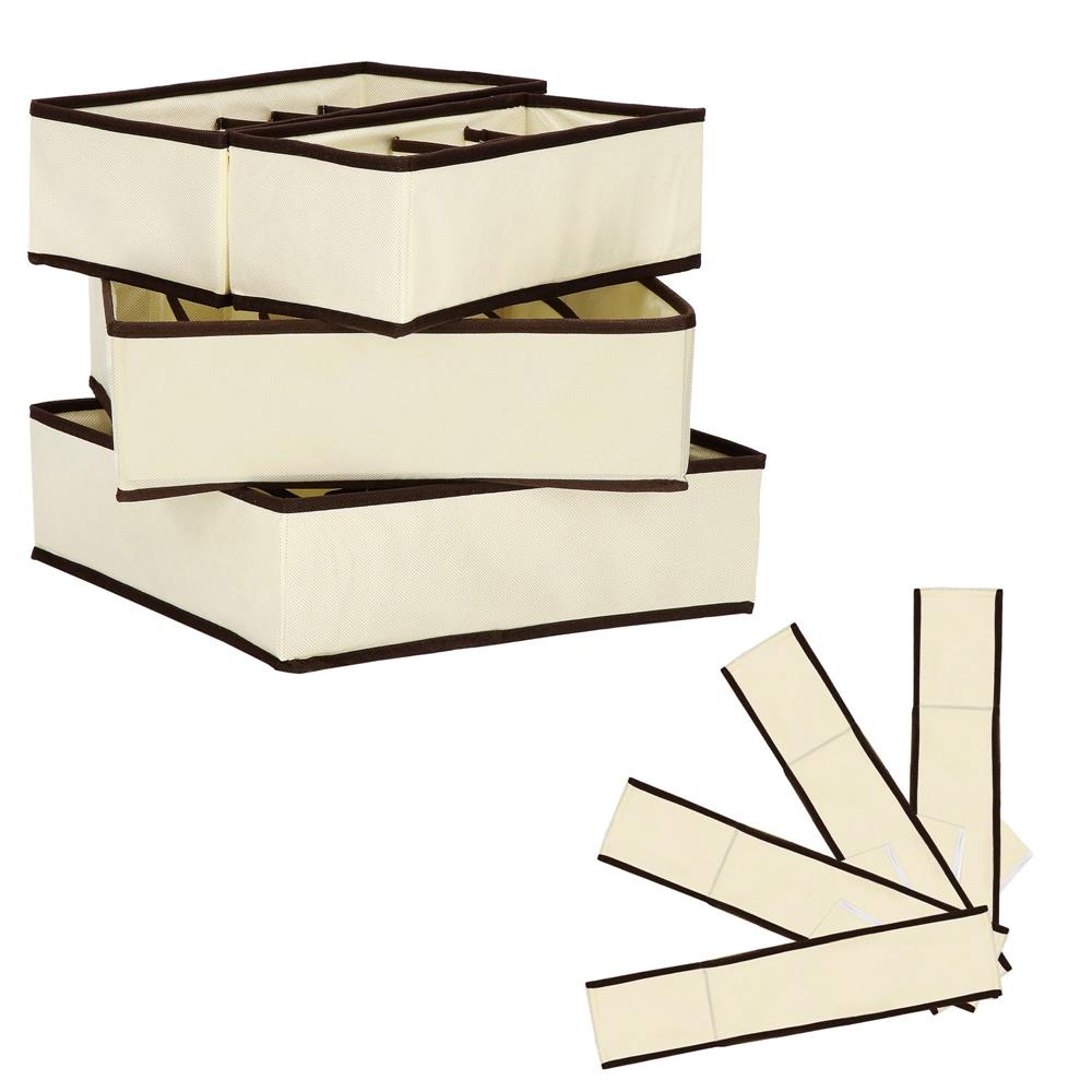 Set 4 organizatoare Sersimo sertar pentru sosete/lenjerie, crem