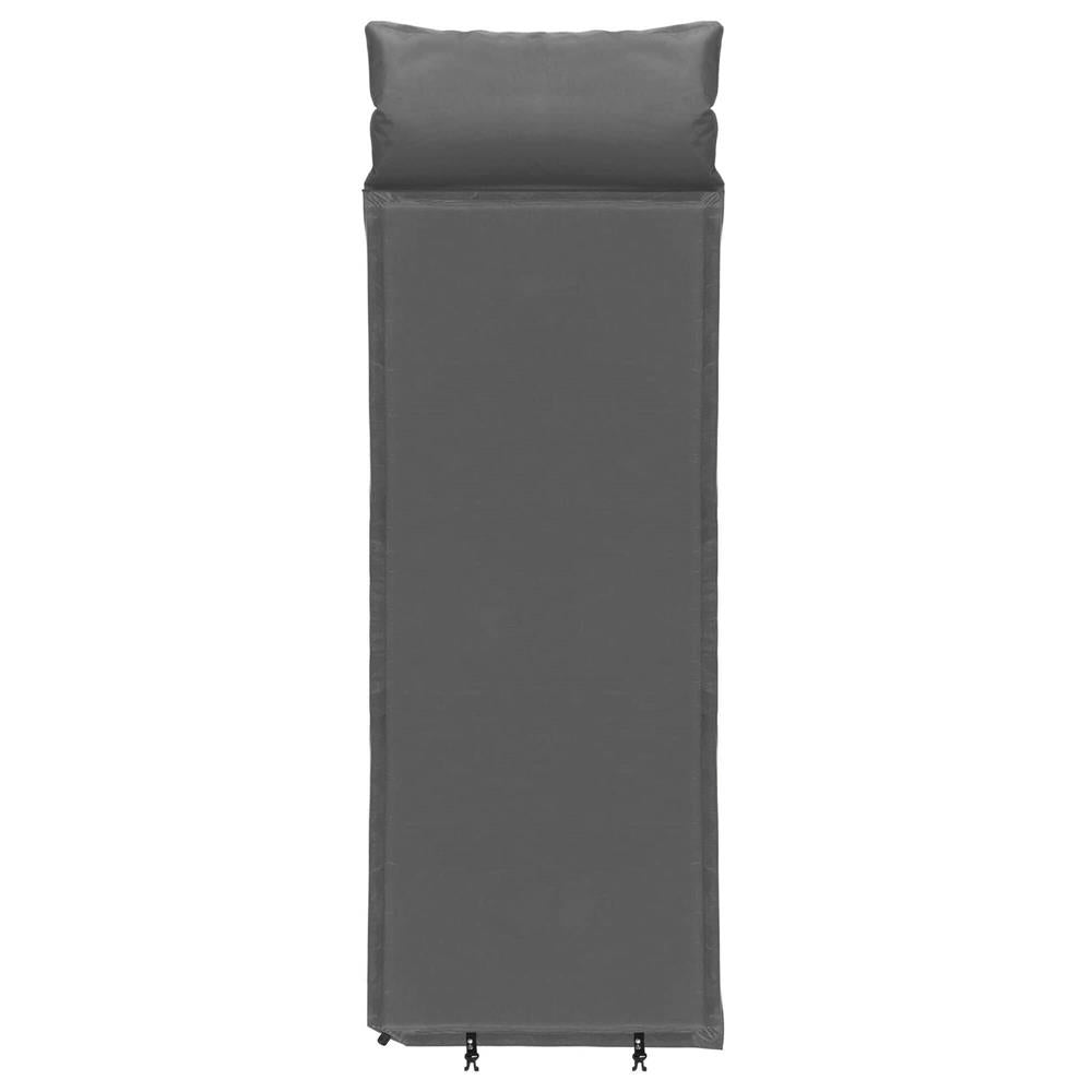 Saltea plabila cu perna din spuma poliuretanica, cu autoumflare, 186x53x2.5cm, gri