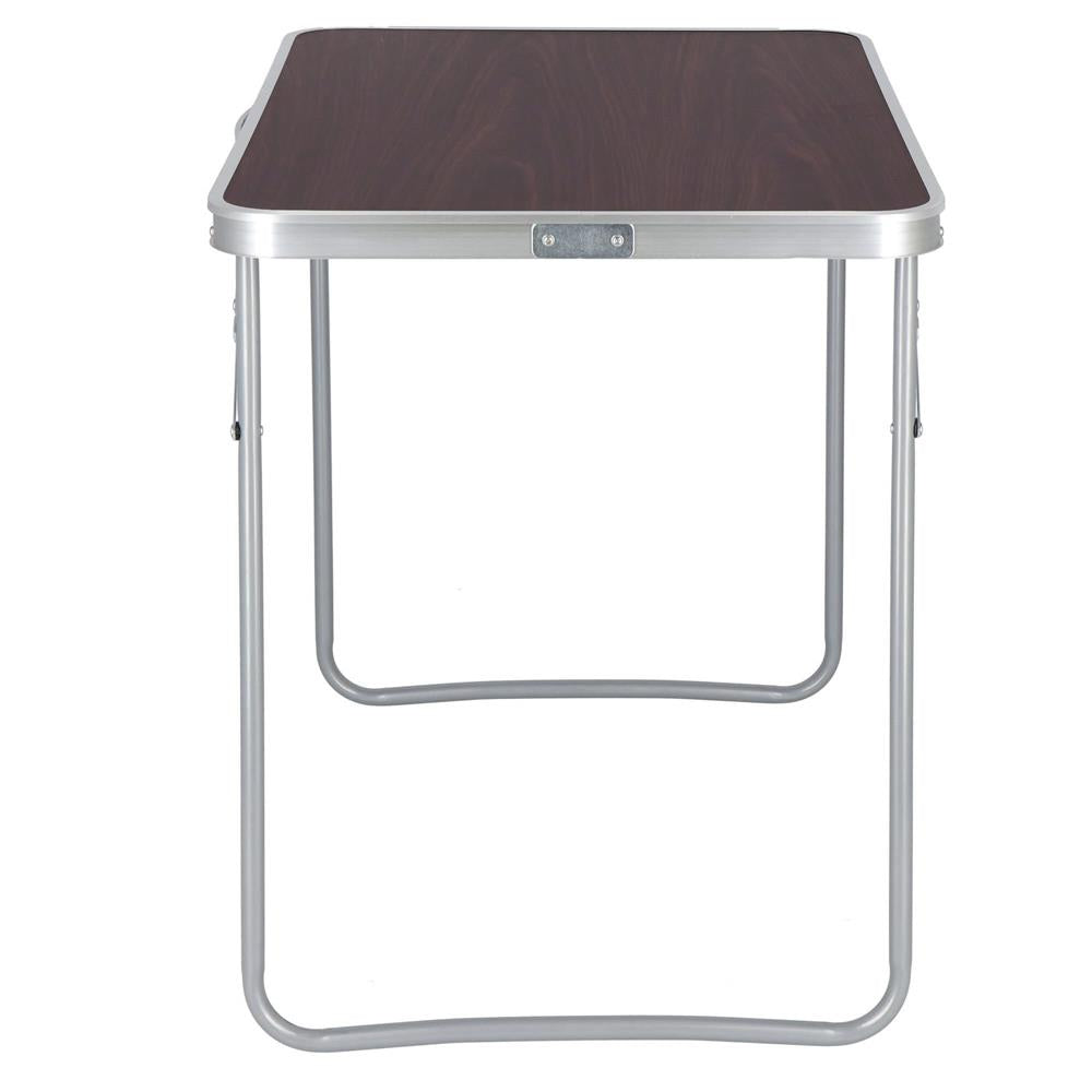 Masa camping pliabila cu cadru din aluminiu, blat MDF, 70x50x60cm, maro
