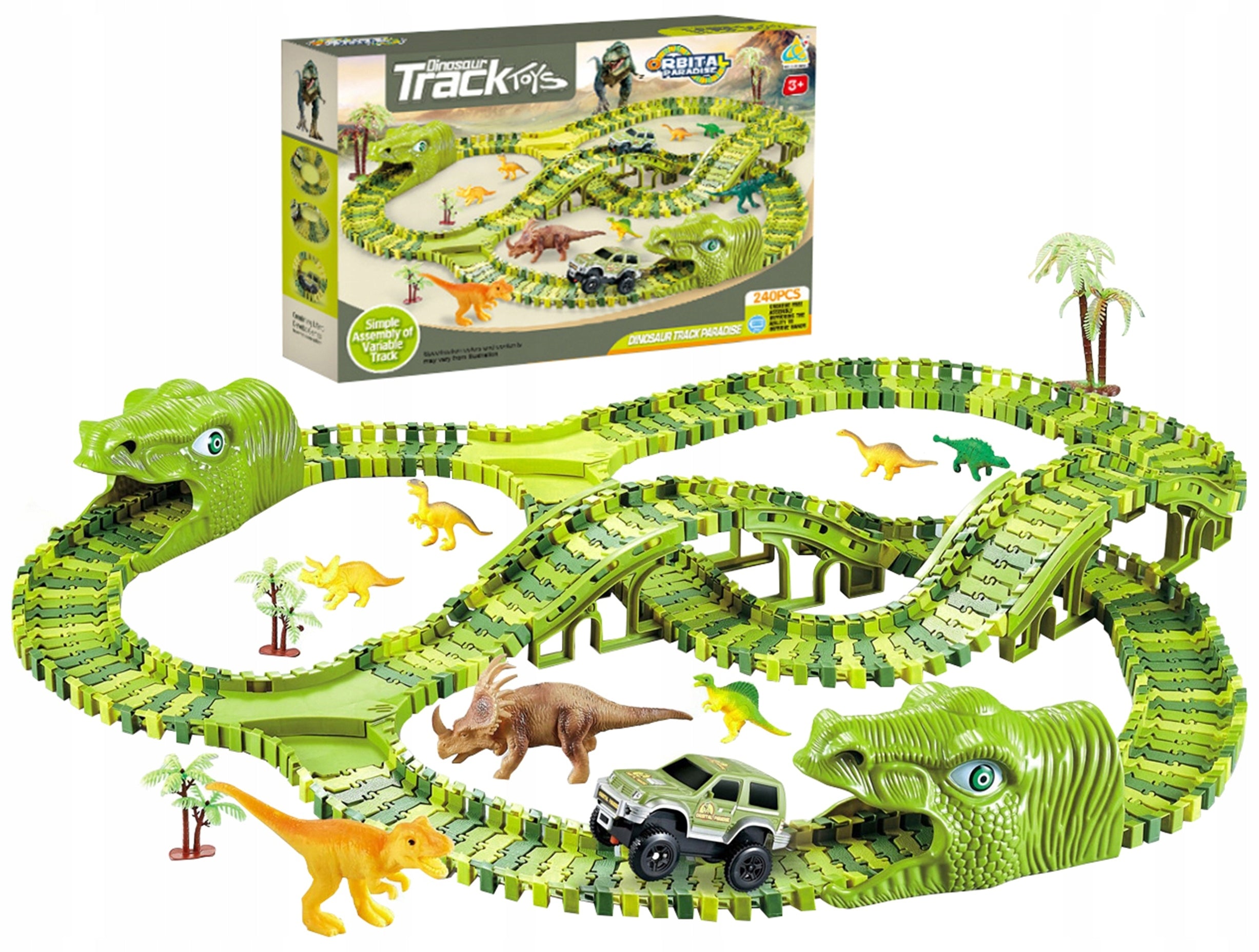 Circuit masinute Dinosaur Park, cu 240 de segmente, pista configurabila de 360cm