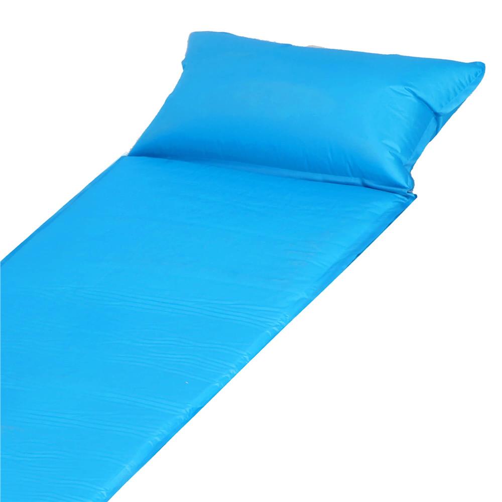 Saltea plabila cu perna din spuma poliuretanica, cu autoumflare, 186x53x2.5cm, albastra