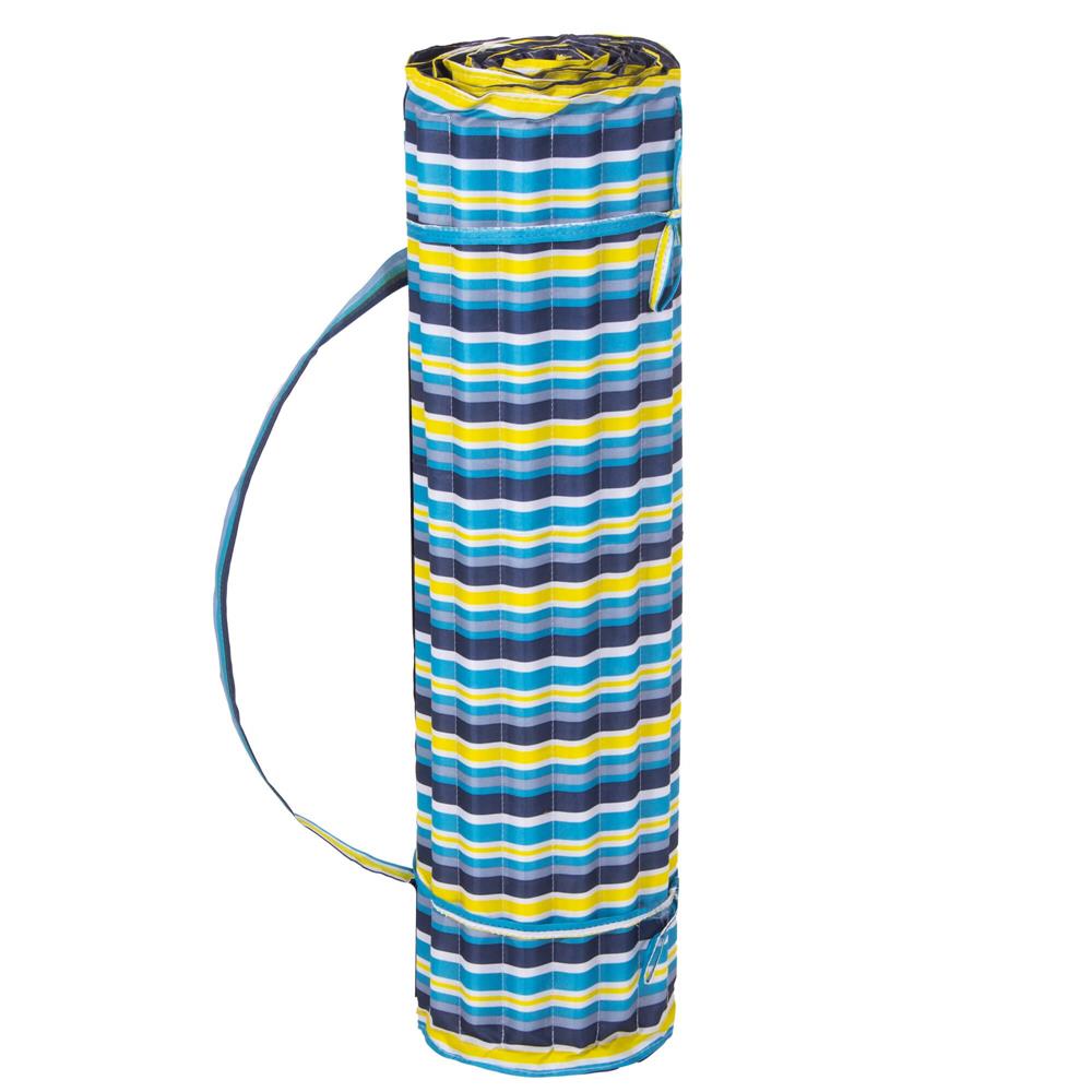Saltea pentru plaja pliabila, din spuma, ultra-usoara, cu maner de transport, 60x180cm, albastru galben