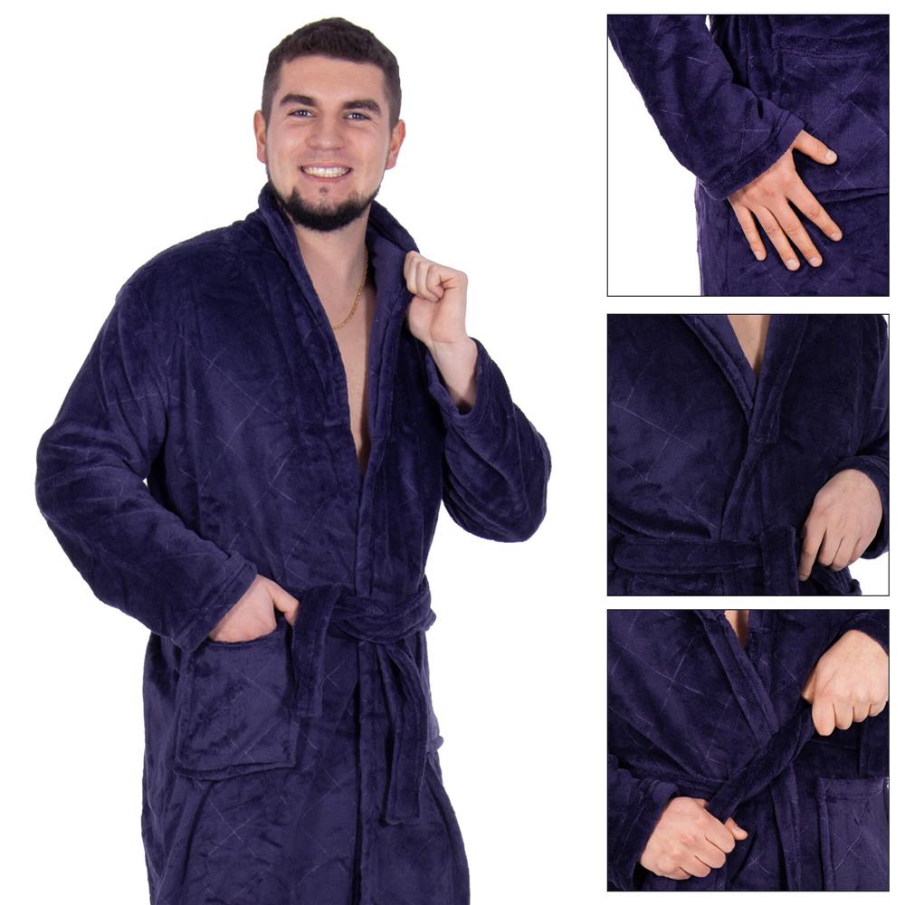 Halat de baie pentru barbati pana la genunchi, marimea L/XL, mov