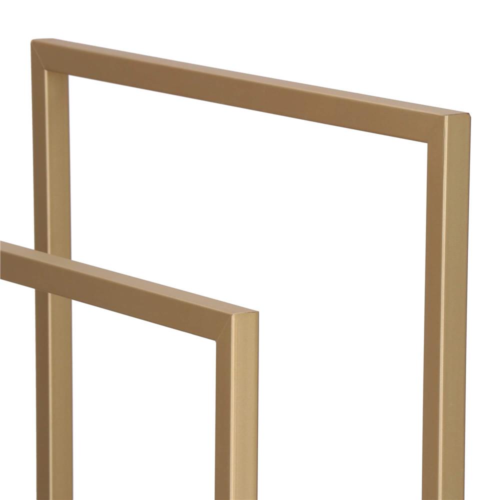 Suport metalic de baie pentru prosoape, cu 2 standuri, 86 cm, auriu mat