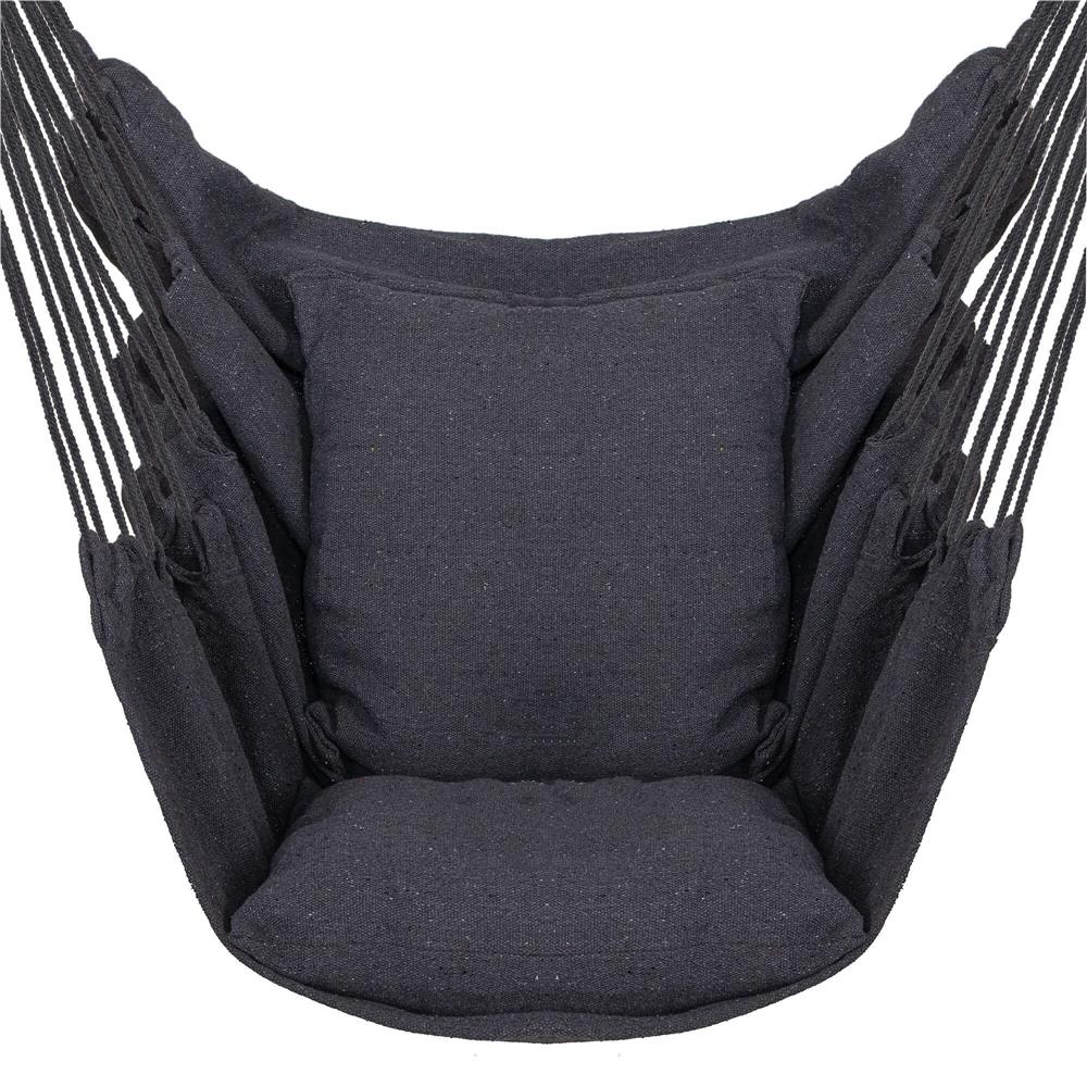 Hamac tip leagan suspendat pentru casa sau gradina, gri inchis cu perne, 130x100cm, 150kg