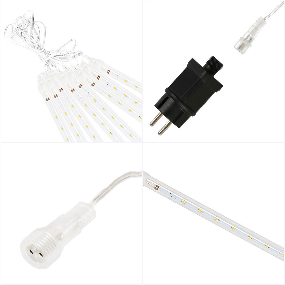 (DL) Instalatie de Craciun, 8 tuburi, 30cm, 144 LED, ploaie de meteoriti, galben