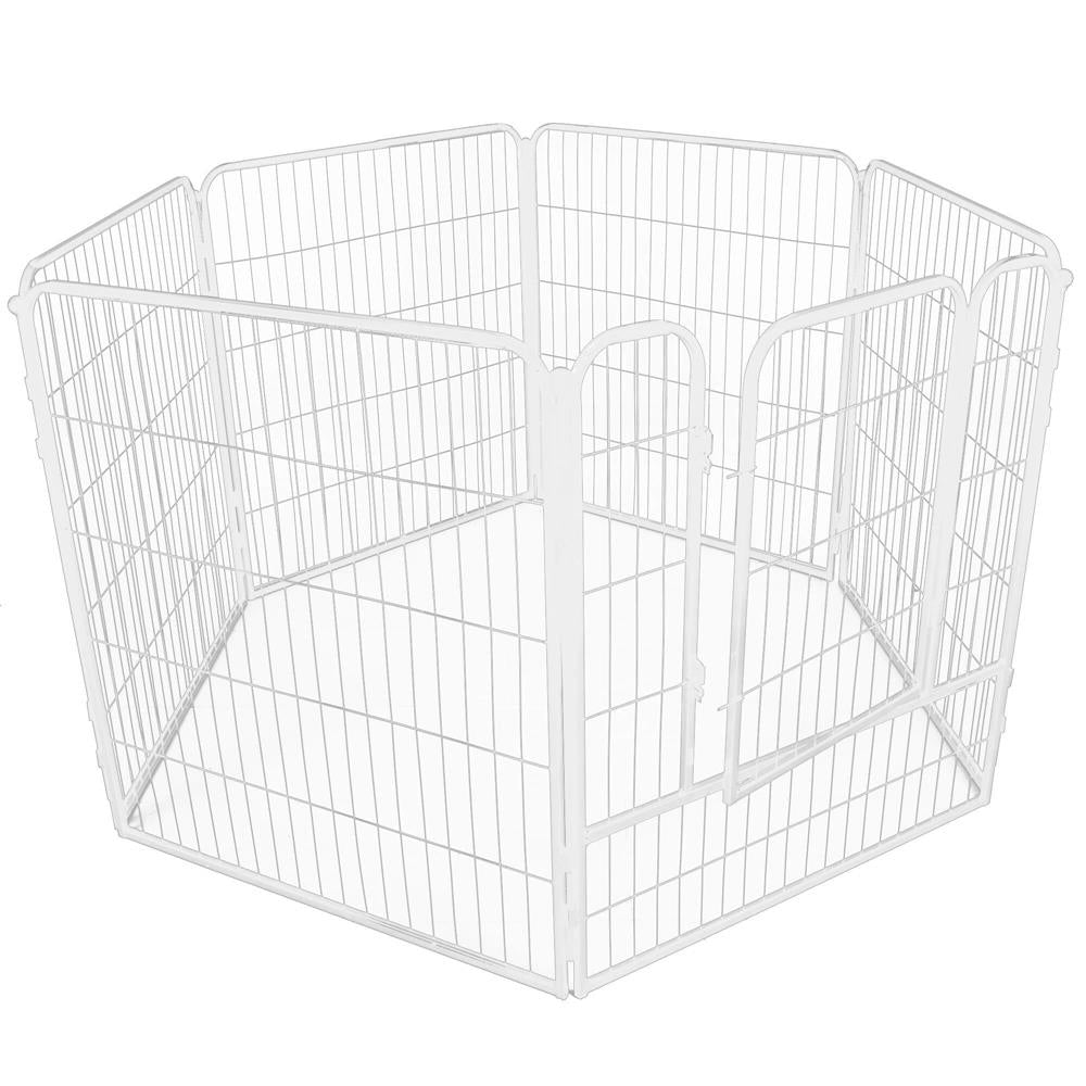 Tarc pentru animale de companie, din fier, forma configurabila, cu usa de acces, 4XL, 184x100x93cm, alb