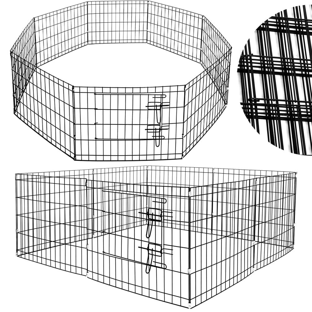 Tarc pentru animale de companie, din fier, forma configurabila, cu usa de acces, 3XL, 155x155x61cm, negru