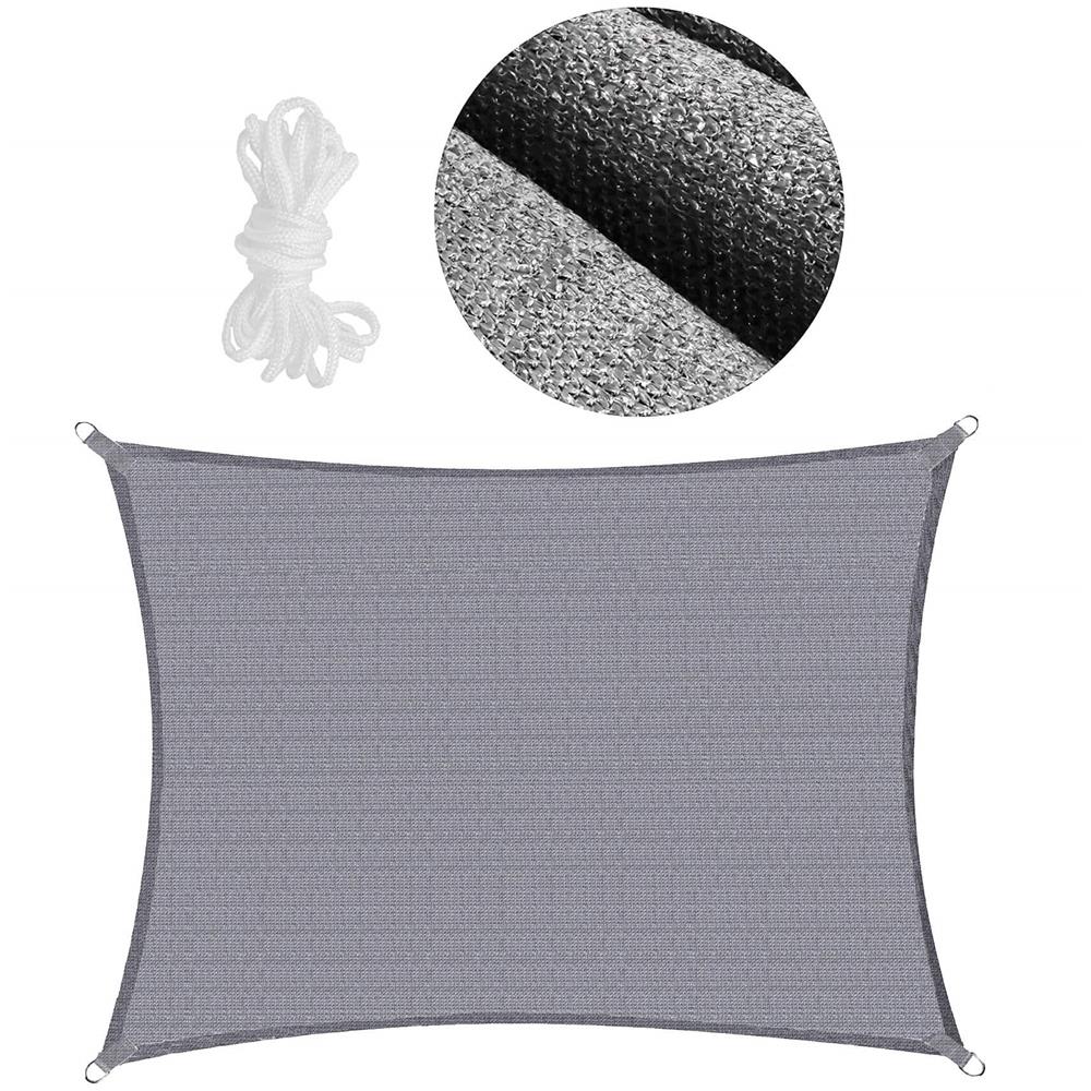 Copertina prelata de soare, dreptunghiulara, impermeabila cu protectie UV, 5x4m, gri deschis