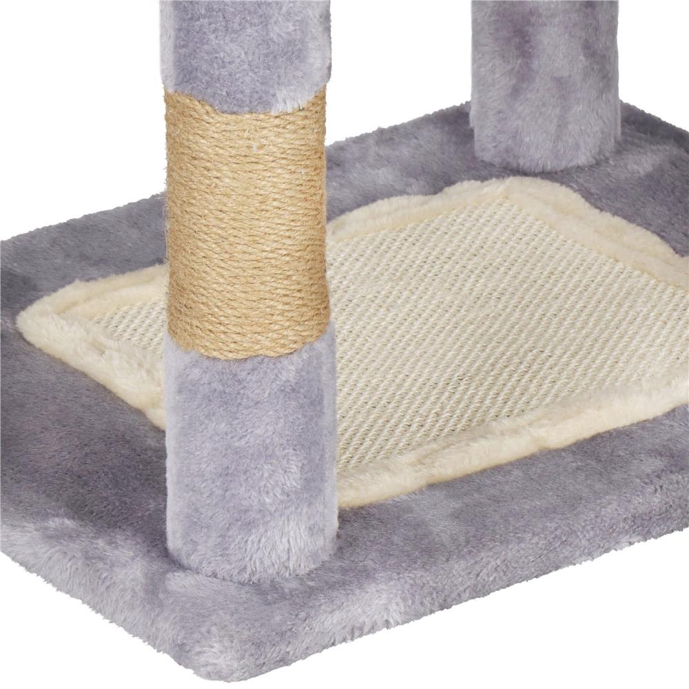 Ansamblu de joaca pentru pisici, cu loc pentru zgariat, ascuns, culcus, minge, 124cm, gri