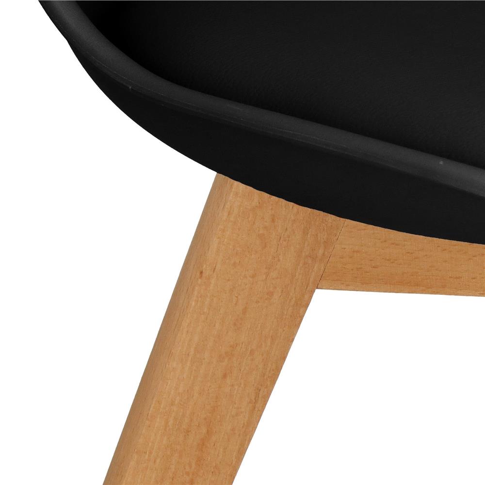 Set 4 scaune dining Verdhe pentru bucatarie cu perna tapitata cu piele ecologica, 44x82cm, negru