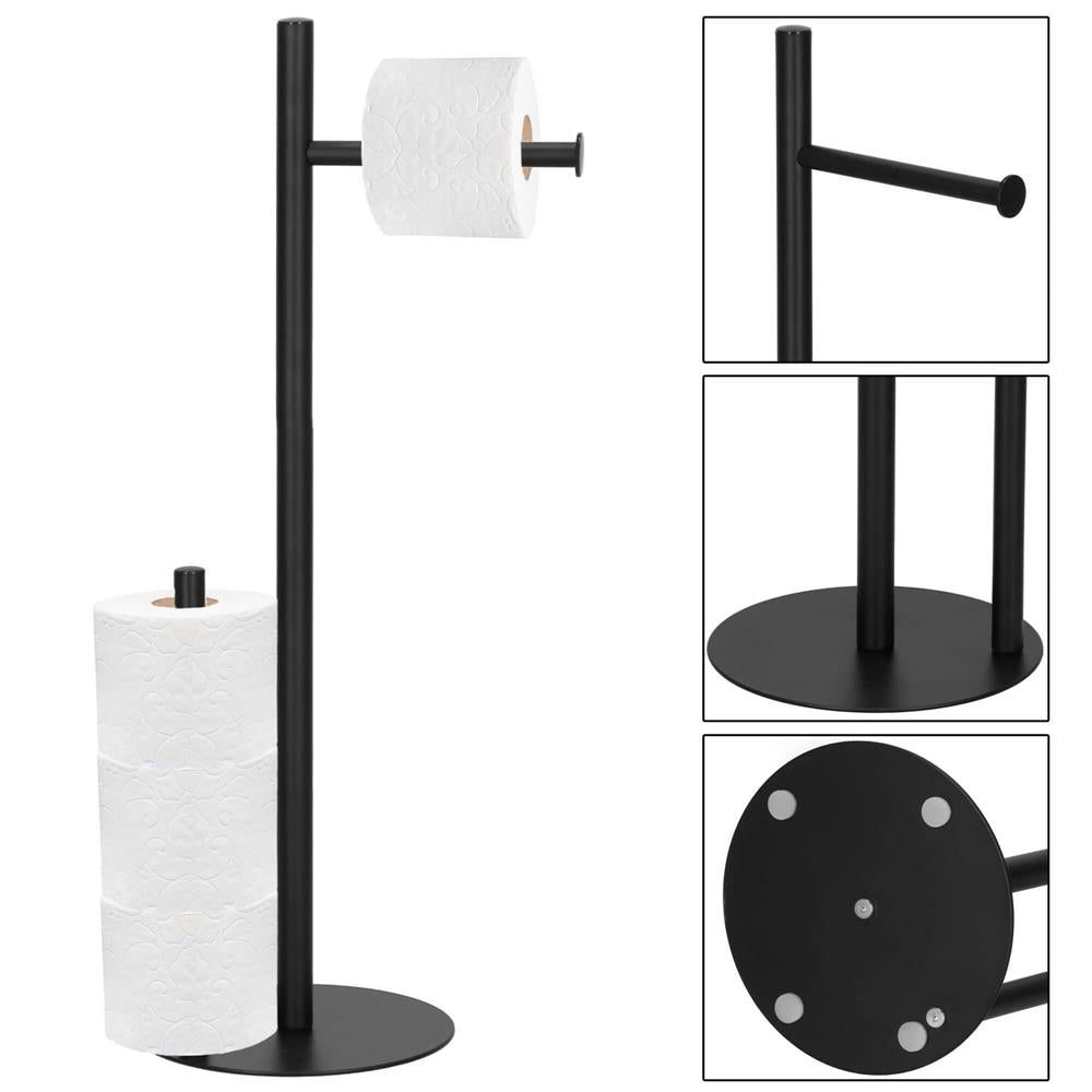 Suport hartie igienica 2 in 1 cu suport rezerve, 55 cm, negru mat