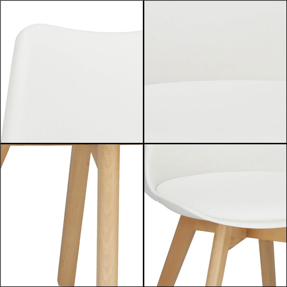 Set 4 scaune dining Verdhe pentru bucatarie cu perna tapitata cu piele ecologica, 44x82cm, alb