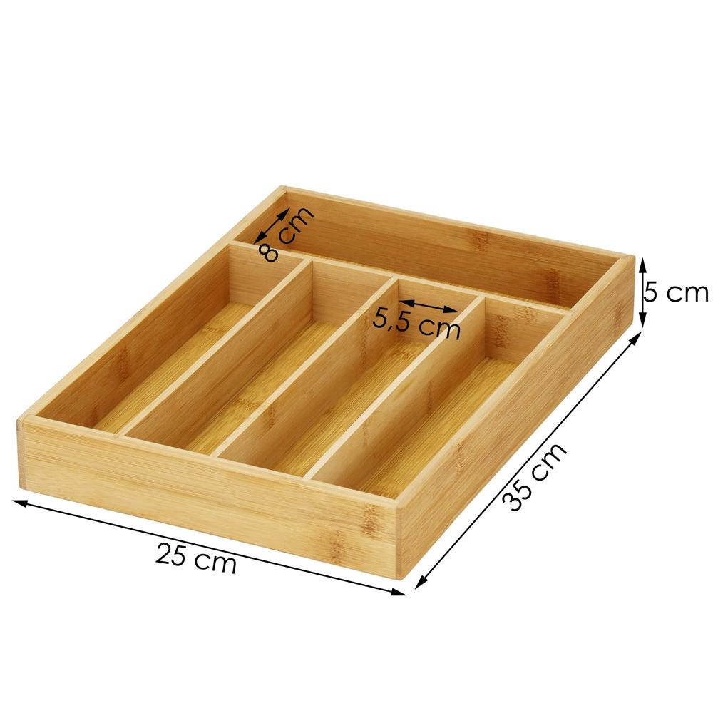 Organizator tacamuri si ustensile bucatarie, bambus, 25x35x5cm