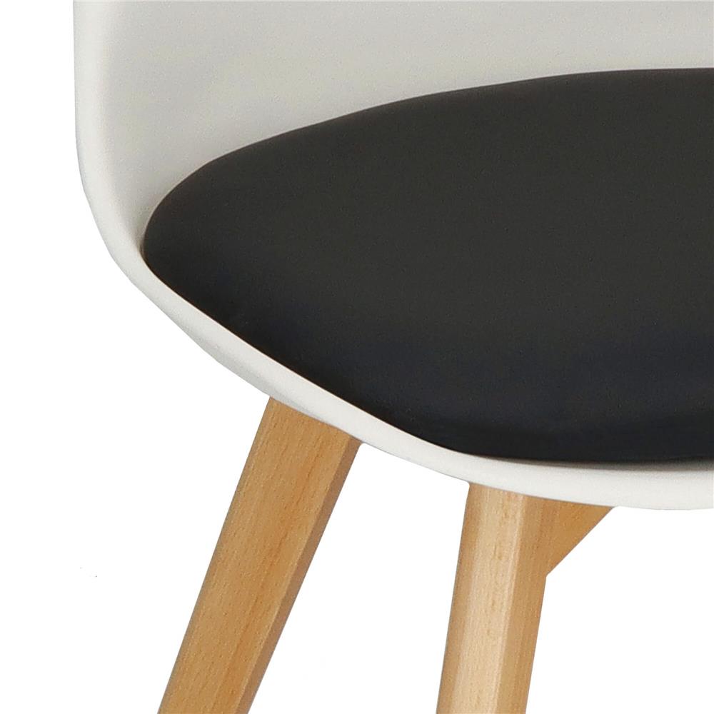 Set 4 scaune dining Verdhe pentru bucatarie cu perna tapitata cu piele ecologica, 44x82cm, alb negru